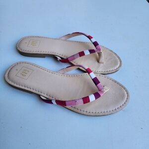 Gap Stripe Women Flip Flop Sandal Shoes  Medium Pink Purple Fabric Sz 8